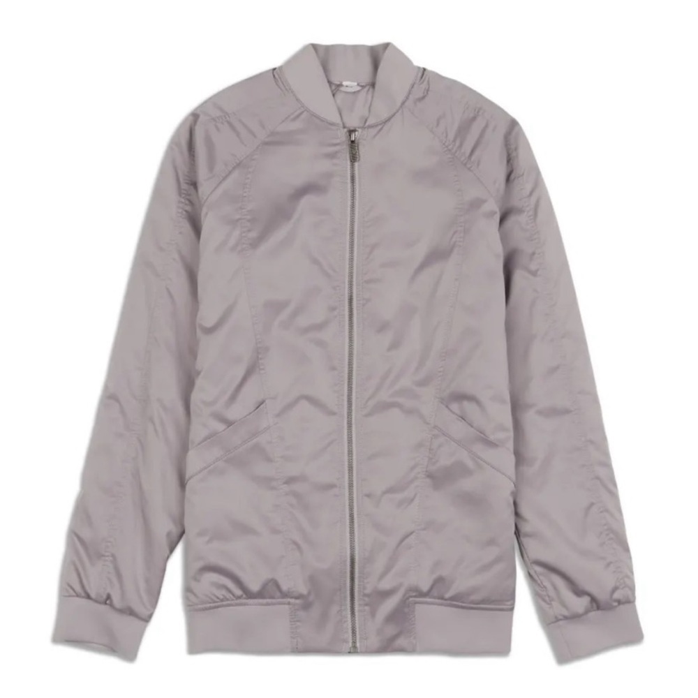 Lululemon Trace Back Bomber Jacket Dark Chrome Size 4 W4ATRS